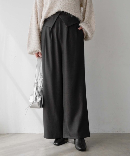 Ambre Neige(アンブルネージュ)の「waist design wide pants / ウエストデザインワイドパンツ(その他パンツ・レディース・ダークブラウン/ブラック/アイボリー・FREE)」の7枚目の写真