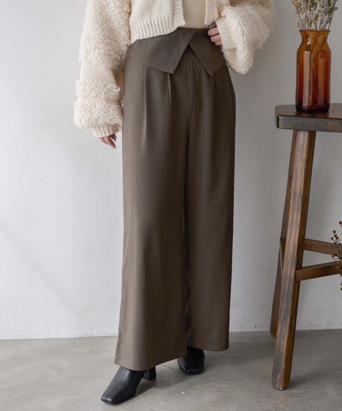 Ambre Neige(アンブルネージュ)の「waist design wide pants / ウエストデザインワイドパンツ(その他パンツ・レディース・ダークブラウン/ブラック/アイボリー・FREE)」の4枚目の写真