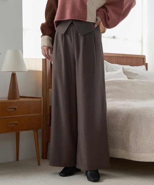 Ambre Neige(アンブルネージュ)の「waist design wide pants / ウエストデザインワイドパンツ(その他パンツ・レディース・ダークブラウン/ブラック/アイボリー・FREE)」の6枚目の写真