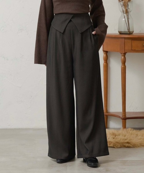 Ambre Neige(アンブルネージュ)の「waist design wide pants / ウエストデザインワイドパンツ(その他パンツ・レディース・ダークブラウン/ブラック/アイボリー・FREE)」の10枚目の写真