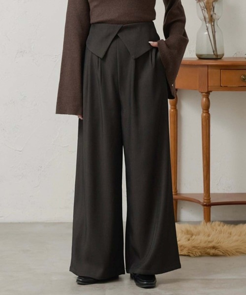 Ambre Neige(アンブルネージュ)の「waist design wide pants / ウエストデザインワイドパンツ(その他パンツ・レディース・ダークブラウン/ブラック/アイボリー・FREE)」の11枚目の写真
