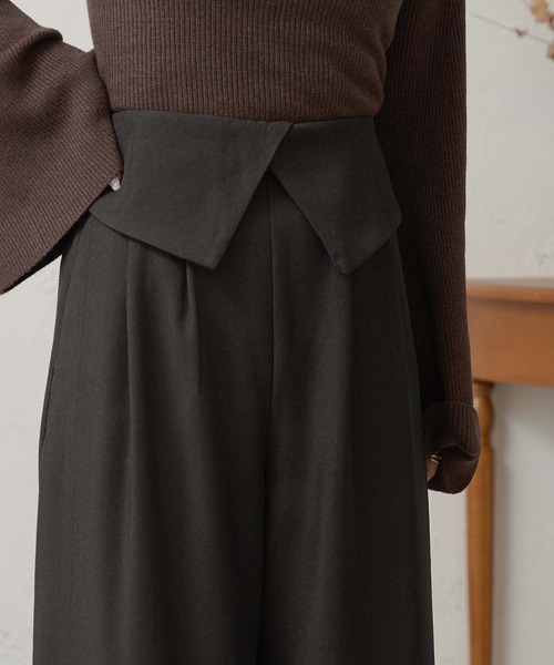 Ambre Neige(アンブルネージュ)の「waist design wide pants / ウエストデザインワイドパンツ(その他パンツ・レディース・ダークブラウン/ブラック/アイボリー・FREE)」の13枚目の写真