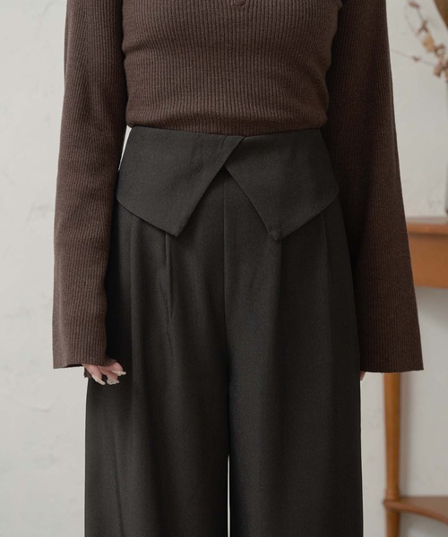 Ambre Neige(アンブルネージュ)の「waist design wide pants / ウエストデザインワイドパンツ(その他パンツ・レディース・ダークブラウン/ブラック/アイボリー・FREE)」の14枚目の写真