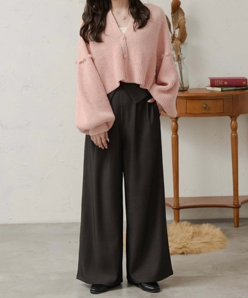 Ambre Neige(アンブルネージュ)の「waist design wide pants / ウエストデザインワイドパンツ(その他パンツ・レディース・ダークブラウン/ブラック/アイボリー・FREE)」の15枚目の写真