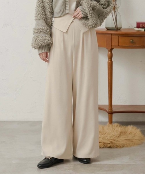 Ambre Neige(アンブルネージュ)の「waist design wide pants / ウエストデザインワイドパンツ(その他パンツ・レディース・ダークブラウン/ブラック/アイボリー・FREE)」の9枚目の写真