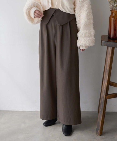 Ambre Neige(アンブルネージュ)の「waist design wide pants / ウエストデザインワイドパンツ(その他パンツ・レディース・ダークブラウン/ブラック/アイボリー・FREE)」の18枚目の写真