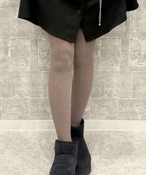DiamondHearts（ダイヤモンドハーツ）の「リブ細身美脚レギンス（レギンス/スパッツ・レディース・ブラック/グレイッシュベージュ/グレー/ダークブラウン/ホワイト/ライトグレー/ダークグレー/ベージュ・FREE）」の6枚目の写真