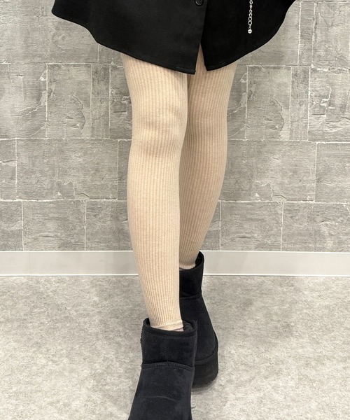 DiamondHearts（ダイヤモンドハーツ）の「リブ細身美脚レギンス（レギンス/スパッツ・レディース・ブラック/グレイッシュベージュ/グレー/ダークブラウン/ホワイト/ライトグレー/ダークグレー/ベージュ・FREE）」の7枚目の写真