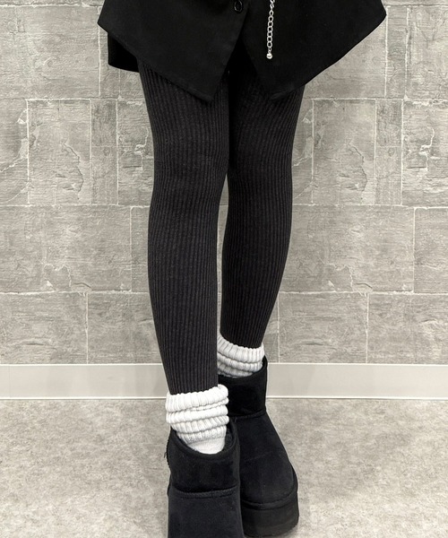 DiamondHearts（ダイヤモンドハーツ）の「リブ細身美脚レギンス（レギンス/スパッツ・レディース・ブラック/グレイッシュベージュ/グレー/ダークブラウン/ホワイト/ライトグレー/ダークグレー/ベージュ・FREE）」の5枚目の写真