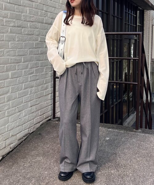 セール】サイドスリットシアーフロッキーベロア見えトップス（Tシャツ