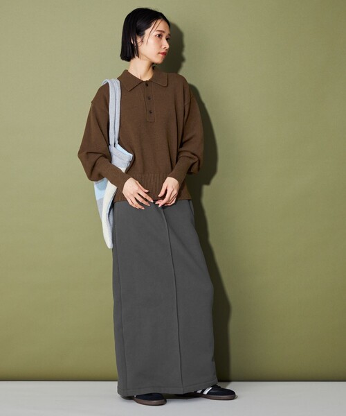 CITEN（シテン）の「＜CITEN＞エッセンシャルポロエリニット（ニット/セーター・レディース・オフホワイト/ダークグレー/ブラウン・FREE）」の11枚目の写真