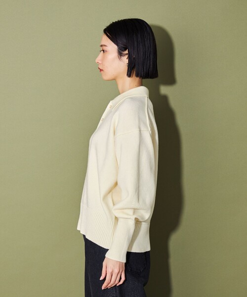 CITEN（シテン）の「＜CITEN＞エッセンシャルポロエリニット（ニット/セーター・レディース・オフホワイト/ダークグレー/ブラウン・FREE）」の13枚目の写真