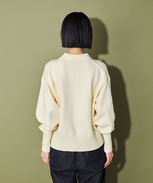 CITEN（シテン）の「＜CITEN＞エッセンシャルポロエリニット（ニット/セーター・レディース・オフホワイト/ダークグレー/ブラウン・FREE）」の14枚目の写真