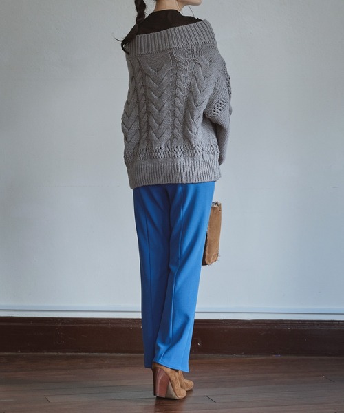 Sirin(シリン)の「スリットあきパンツ《日本製》(スラックス・レディース・カーキ/ブルー・X-SMALL/SMALL)」の9枚目の写真