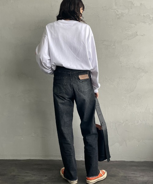 UNIVERSAL OVERALL（ユニバーサルオーバーオール）の「[UNIVERSAL OVERALL/ユニバーサルオーバーオール] 別注 ワンポイントロゴ刺繍 ロングスリーブTシャツ（Tシャツ/カットソー・レディース・ネイビー系/ブラック/サックスブルー/オートミール/ネイビー/ホワイト/ブラウン・S/M/L）」の10枚目の写真