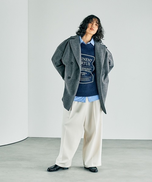 LEPSIM（レプシィム）の「5ゲージプリントロゴプルオーバー　250419（ニット/セーター・レディース・グレー/ブラウン/ネイビー・FREE）」の11枚目の写真