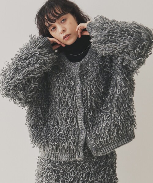 VIRAL.（バイラル）の「◆【VIRAL．】ループヤーン2WAYカーディガン（カーディガン/ボレロ・レディース・アイボリー/ブラック/ライトブルー/チャコールグレー・00）」の6枚目の写真