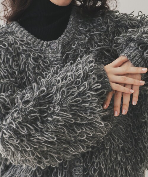 VIRAL.（バイラル）の「◆【VIRAL．】ループヤーン2WAYカーディガン（カーディガン/ボレロ・レディース・アイボリー/ブラック/ライトブルー/チャコールグレー・00）」の10枚目の写真