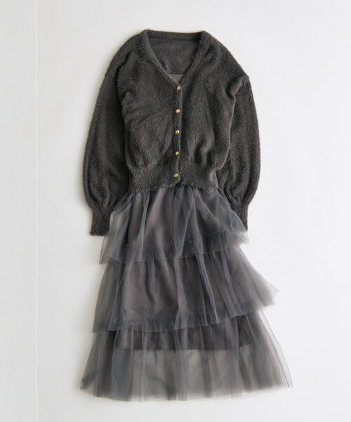 OLIVE des OLIVE（オリーブデオリーブ）の「【セットアイテム】チュールセットワンピ（ワンピース・レディース・オフホワイト/ピンクベージュ/チャコールグレー・FREE）」の21枚目の写真