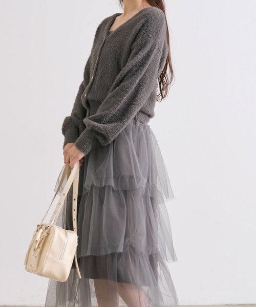 OLIVE des OLIVE（オリーブデオリーブ）の「【セットアイテム】チュールセットワンピ（ワンピース・レディース・オフホワイト/ピンクベージュ/チャコールグレー・FREE）」の22枚目の写真