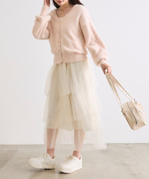 OLIVE des OLIVE（オリーブデオリーブ）の「【セットアイテム】チュールセットワンピ（ワンピース・レディース・オフホワイト/ピンクベージュ/チャコールグレー・FREE）」の3枚目の写真