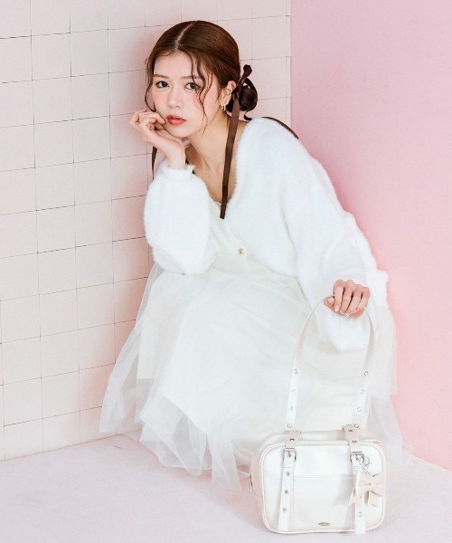 OLIVE des OLIVE（オリーブデオリーブ）の「【セットアイテム】チュールセットワンピ（ワンピース・レディース・オフホワイト/ピンクベージュ/チャコールグレー・FREE）」の8枚目の写真