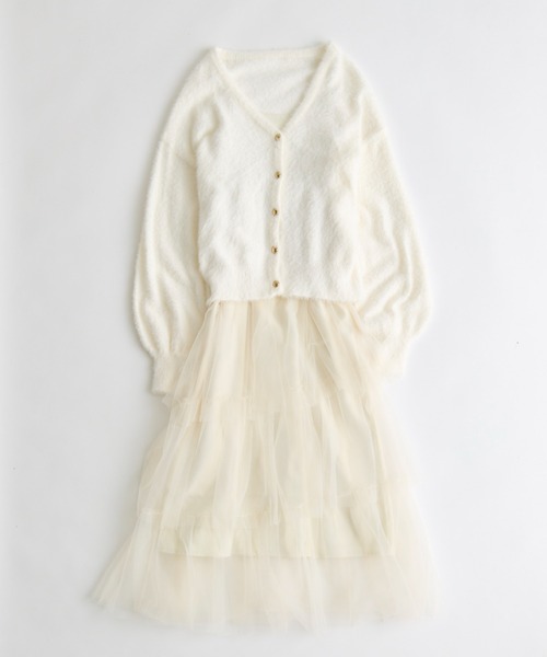 OLIVE des OLIVE（オリーブデオリーブ）の「【セットアイテム】チュールセットワンピ（ワンピース・レディース・オフホワイト/ピンクベージュ/チャコールグレー・FREE）」の12枚目の写真