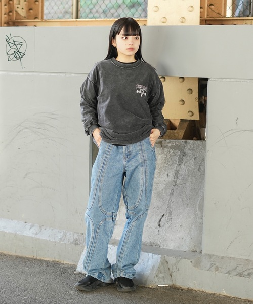 THRASHER(スラッシャー)の「POWDER BREACH L/S T-SHIRTS/THRASHER ピグメント ロンT 長袖Tシャツ ヴィンテージ加工 バックプリント ロゴT ストリート スケーター(Tシャツ/カットソー・メンズ・ブラック×ブルー/ブラック×イエロー/ブラック×グレー/ブラック×ホワイト・MEDIUM/LARGE/X-LARGE)」の12枚目の写真