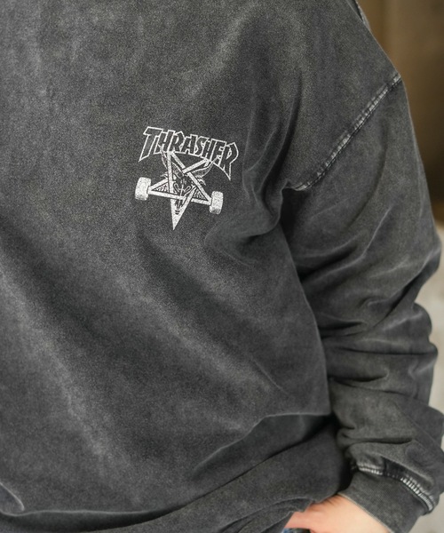 THRASHER(スラッシャー)の「POWDER BREACH L/S T-SHIRTS/THRASHER ピグメント ロンT 長袖Tシャツ ヴィンテージ加工 バックプリント ロゴT ストリート スケーター(Tシャツ/カットソー・メンズ・ブラック×ブルー/ブラック×イエロー/ブラック×グレー/ブラック×ホワイト・MEDIUM/LARGE/X-LARGE)」の18枚目の写真