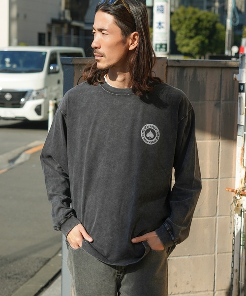 THRASHER(スラッシャー)の「POWDER BREACH L/S T-SHIRTS/THRASHER ピグメント ロンT 長袖Tシャツ ヴィンテージ加工 バックプリント ロゴT ストリート スケーター(Tシャツ/カットソー・メンズ・ブラック×ブルー/ブラック×イエロー/ブラック×グレー/ブラック×ホワイト・MEDIUM/LARGE/X-LARGE)」の21枚目の写真