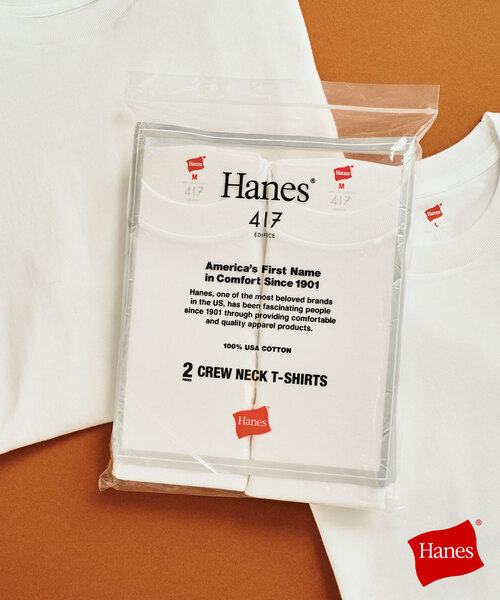【Hanes × 417 EDIFICE】別注 New USコットンクルーネックTシャツ 2枚セット（hanes × 417 EDIFICE）