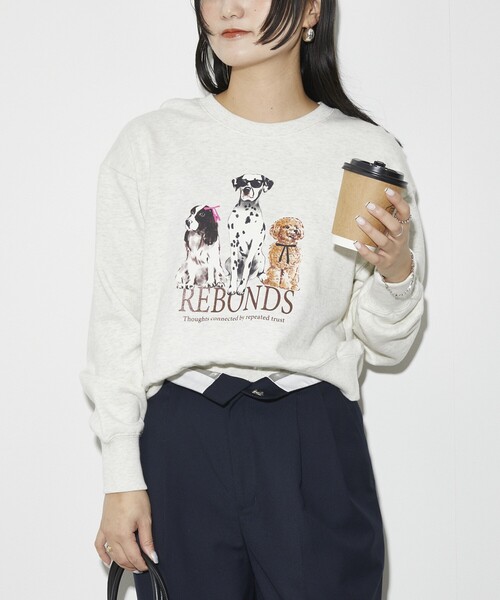 Firsthand(ファーストハンド)の「Firsthand/ファーストハンド オーガニックコットン アニマルラメプリントスウェット DOG(スウェット・レディース・チャコールグレー/ネイビー/オートミール・FREE)」の13枚目の写真