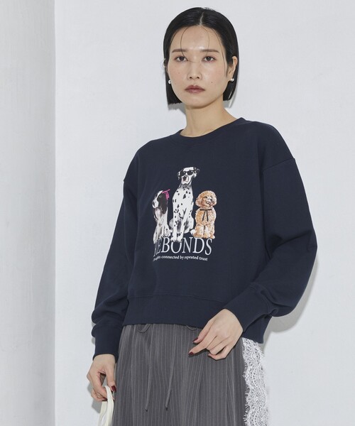 Firsthand(ファーストハンド)の「Firsthand/ファーストハンド オーガニックコットン アニマルラメプリントスウェット DOG(スウェット・レディース・チャコールグレー/ネイビー/オートミール・FREE)」の15枚目の写真