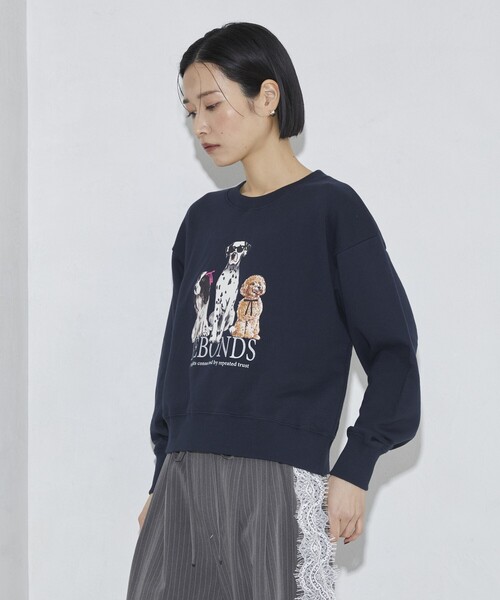 Firsthand(ファーストハンド)の「Firsthand/ファーストハンド オーガニックコットン アニマルラメプリントスウェット DOG(スウェット・レディース・チャコールグレー/ネイビー/オートミール・FREE)」の16枚目の写真