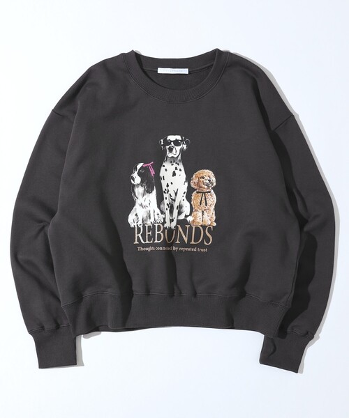 Firsthand(ファーストハンド)の「Firsthand/ファーストハンド オーガニックコットン アニマルラメプリントスウェット DOG(スウェット・レディース・チャコールグレー/ネイビー/オートミール・FREE)」の9枚目の写真