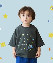 10mois（ディモワ）の「【tupera tupera × 10mois(ディモワ)】tupera tupera 親子Tシャツ(キッズ) 80-90cm チャコール・ホワイト（Tシャツ/カットソー）」