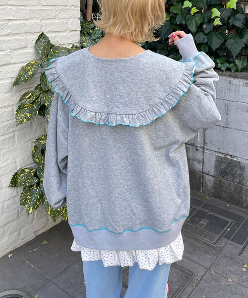 HELLO.SANFRANCISCO(ハローサンフランシスコ)の「【HELLO.SANFRANCISCO/ハローサンフランシスコ】ビックカラー襟付スウェット(Tシャツ/カットソー・レディース・チャコールグレー/グレー/レッド/ライトグレー/ネイビー・ONE SIZE)」の9枚目の写真