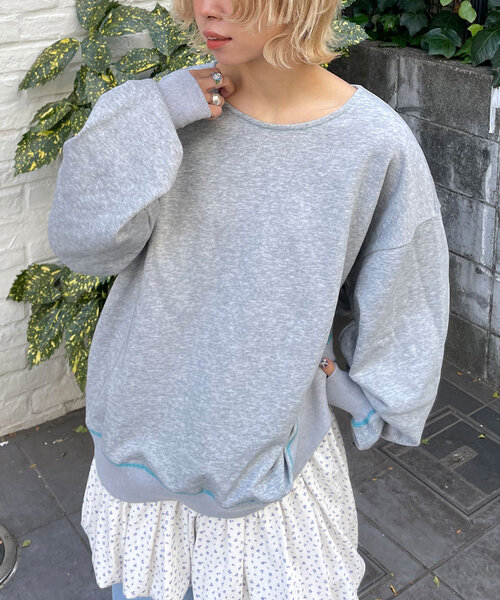 HELLO.SANFRANCISCO(ハローサンフランシスコ)の「【HELLO.SANFRANCISCO/ハローサンフランシスコ】ビックカラー襟付スウェット(Tシャツ/カットソー・レディース・チャコールグレー/グレー/レッド/ライトグレー/ネイビー・ONE SIZE)」の10枚目の写真