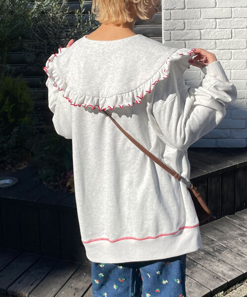 HELLO.SANFRANCISCO(ハローサンフランシスコ)の「【HELLO.SANFRANCISCO/ハローサンフランシスコ】ビックカラー襟付スウェット(Tシャツ/カットソー・レディース・チャコールグレー/グレー/レッド/ライトグレー/ネイビー・ONE SIZE)」の18枚目の写真