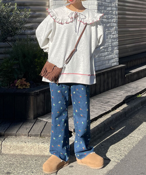 HELLO.SANFRANCISCO(ハローサンフランシスコ)の「【HELLO.SANFRANCISCO/ハローサンフランシスコ】ビックカラー襟付スウェット(Tシャツ/カットソー・レディース・チャコールグレー/グレー/レッド/ライトグレー/ネイビー・ONE SIZE)」の19枚目の写真