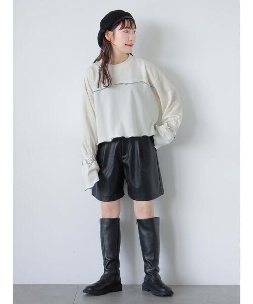 ehka sopo（エヘカソポ）の「エコレザーハーフパンツ（その他パンツ・レディース・ベージュ/ブラウン/ブラック・F）」の19枚目の写真