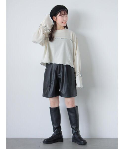 ehka sopo（エヘカソポ）の「エコレザーハーフパンツ（その他パンツ・レディース・ベージュ/ブラウン/ブラック・F）」の20枚目の写真