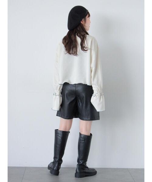 ehka sopo（エヘカソポ）の「エコレザーハーフパンツ（その他パンツ・レディース・ベージュ/ブラウン/ブラック・F）」の10枚目の写真