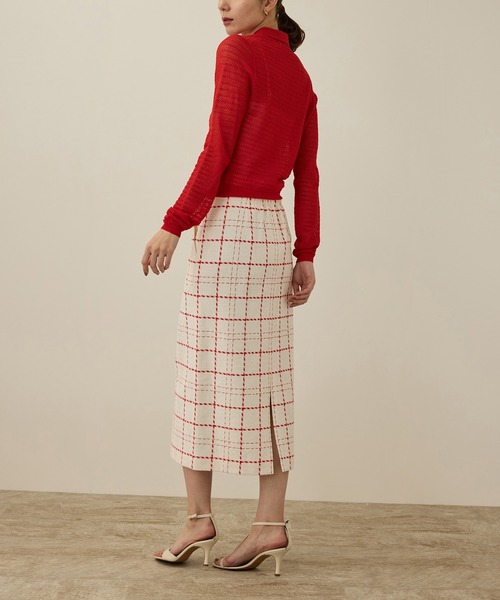 セール】【洗える】ツイードチェック ポケット付きタイトスカート