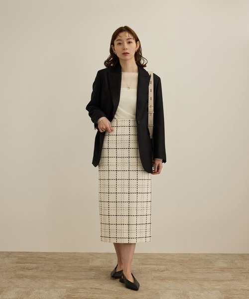 ROPE'（ロペ）の「【洗える】ツイードチェック ポケット付きタイトスカート（スカート・レディース・レッド/ブラック/ベージュ/スミクロ・36/38/40）」の10枚目の写真