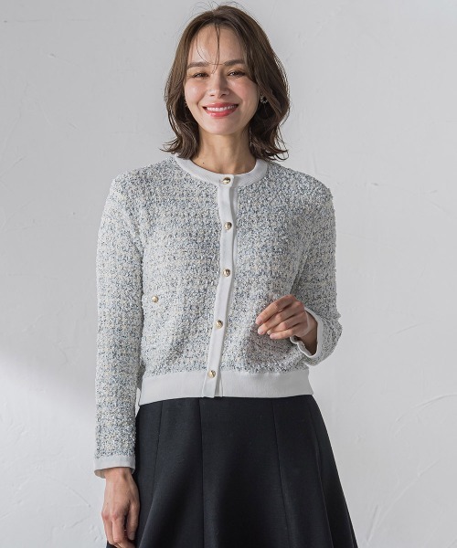 Viaggio Blu(ビアッジョブルー)の「ファンシーツイードニットカーディガン≪手洗い可能≫(カーディガン/ボレロ)」 - WEAR