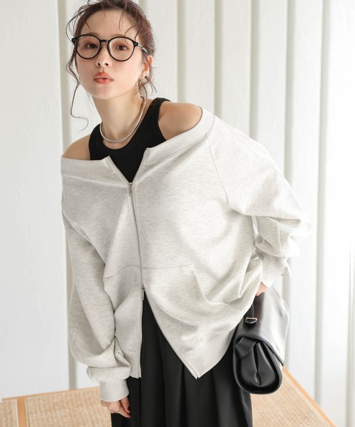 AMELY（エミリー）の「2Way ダブルジップトップス（その他トップス・レディース・杢グレー/ブラック/ベージュ・フリー）」の2枚目の写真