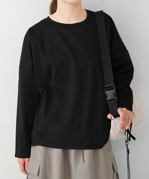 aquagarage（アクアガレージ）の「裏起毛コクーンカットソー（Tシャツ/カットソー・レディース・ダークグレー/グレイッシュベージュ/ブラック・L/M）」の2枚目の写真