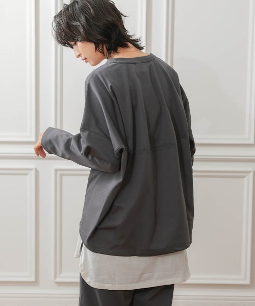 aquagarage（アクアガレージ）の「裏起毛コクーンカットソー（Tシャツ/カットソー・レディース・ダークグレー/グレイッシュベージュ/ブラック・L/M）」の5枚目の写真