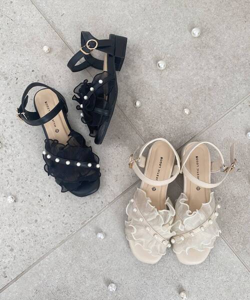 MAJESTIC LEGON（マジェスティックレゴン）の「パールシアーフリルサンダル（サンダル・レディース・ブラック/アイボリー/グレー・SMALL/MEDIUM/X-LARGE/LARGE）」の8枚目の写真